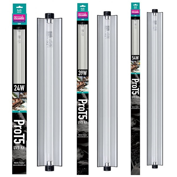 Prot5 Uvb Kit Iluminación Arcadia Pro T5 UV-B - Terrarios Reptiles Con Reflector Kit Iluminación Arcadia T5